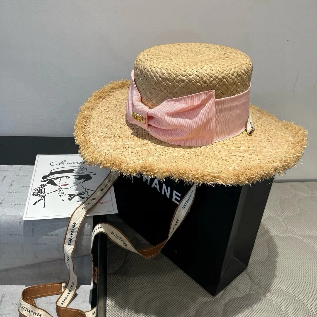 💰210¥ miumiu straw hat, flat top hat, head circumference 57cm