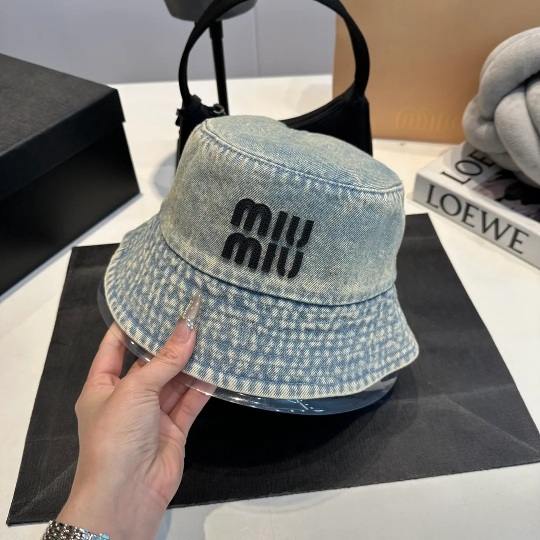 P60 miumiu high-end denim fisherman hat, original quality, head circumference 57cm
