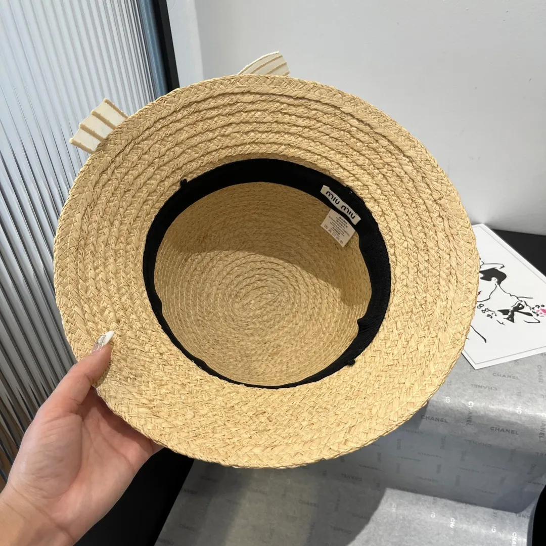 💰150¥ Miumiu raffia straw hat, bow hat, head circumference 57cm