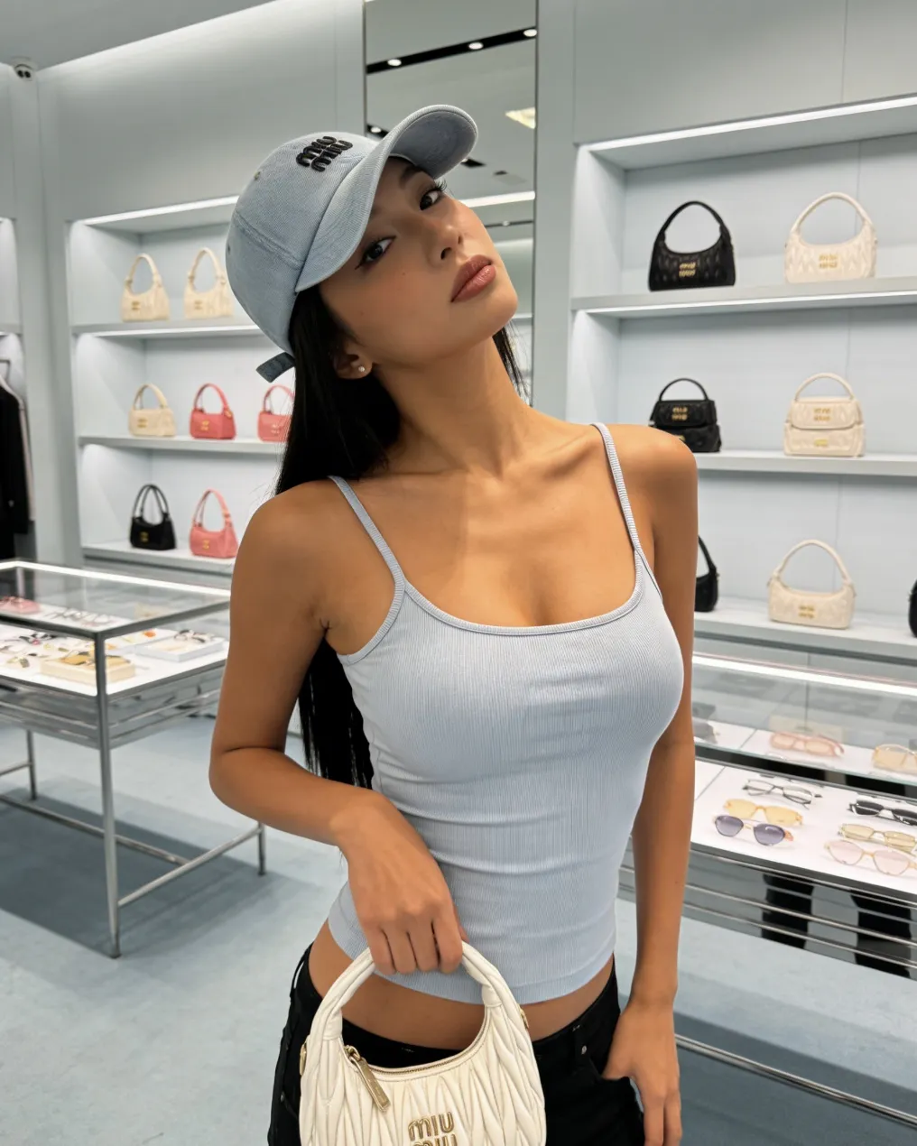 miumiu denim spring and summer baseball cap