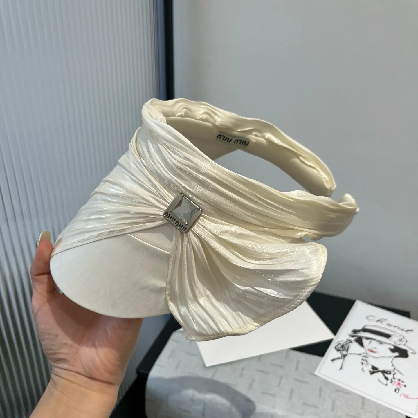 💰100¥ miumiu new silk headband, bow sun hat