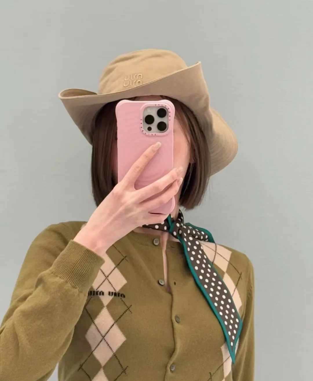P70 miumiu counter canvas bucket hat, one-to-one mold customization, head circumference 57cm, unisex