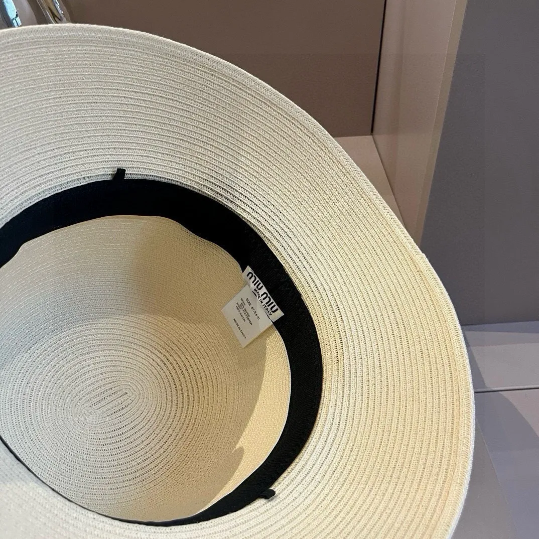 💰150¥ miumiu straw hat, ladylike round hat, high-end customization, head circumference 57cm