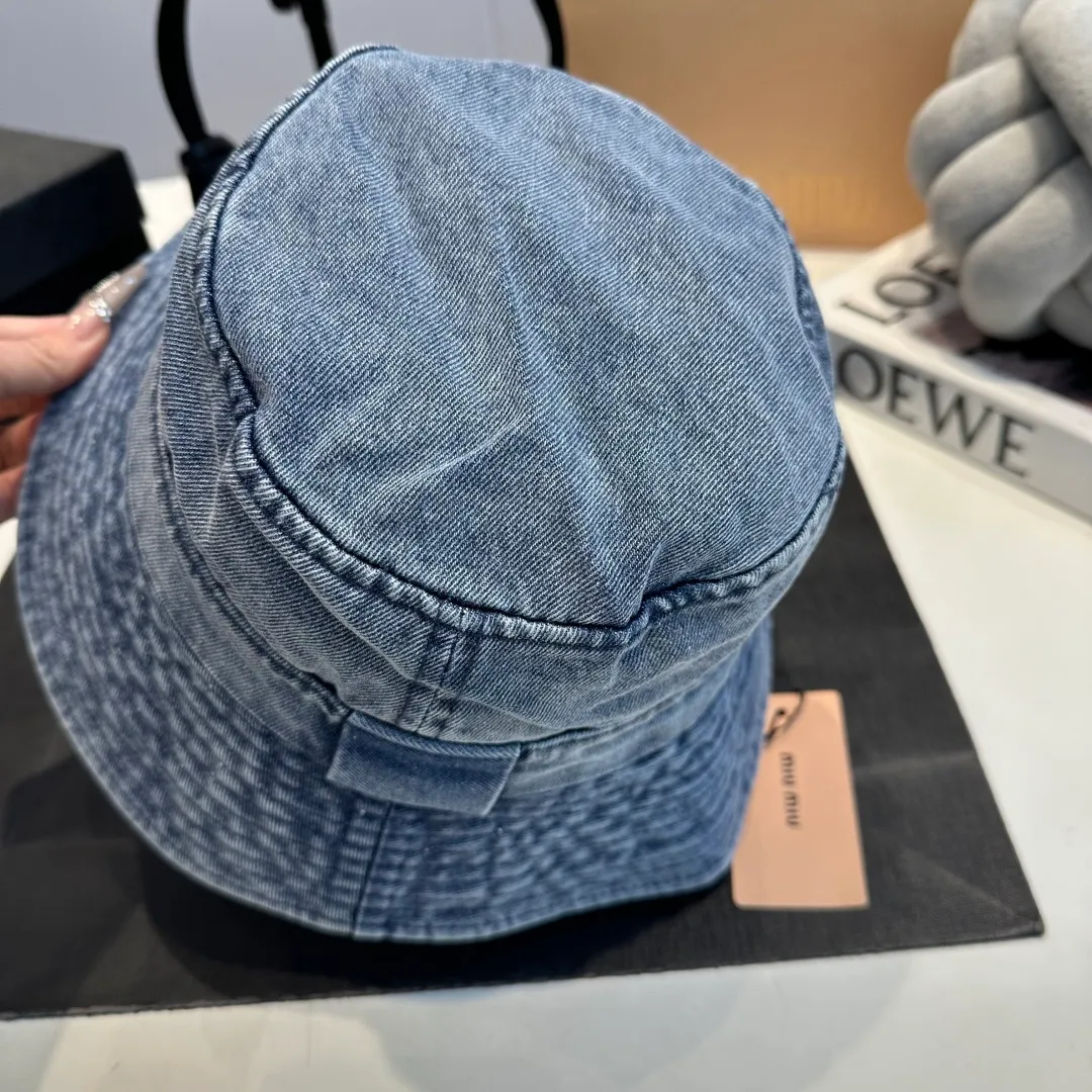 P60 miumiu high-end denim fisherman hat, original quality, head circumference 57cm