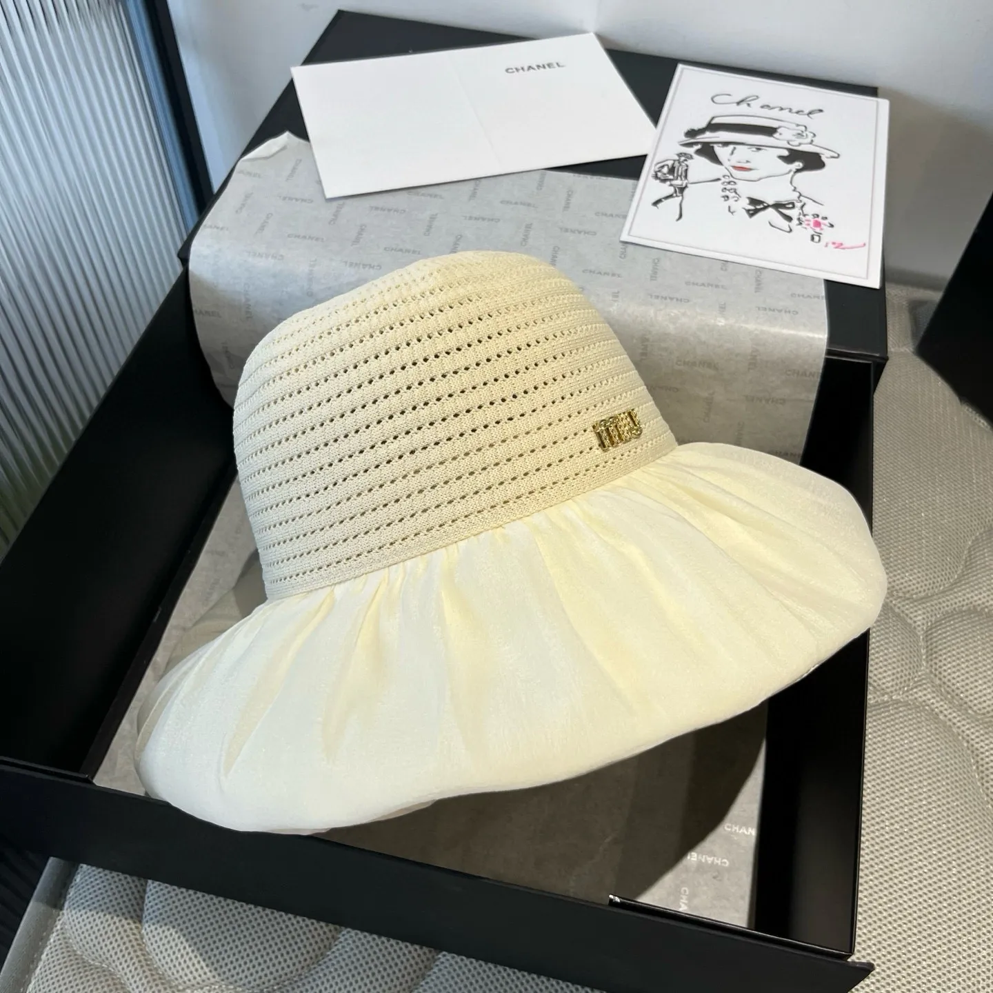 💰130¥ miumiu new lantern hat, sunshade straw hat, anti-UV brim, head circumference 57cm