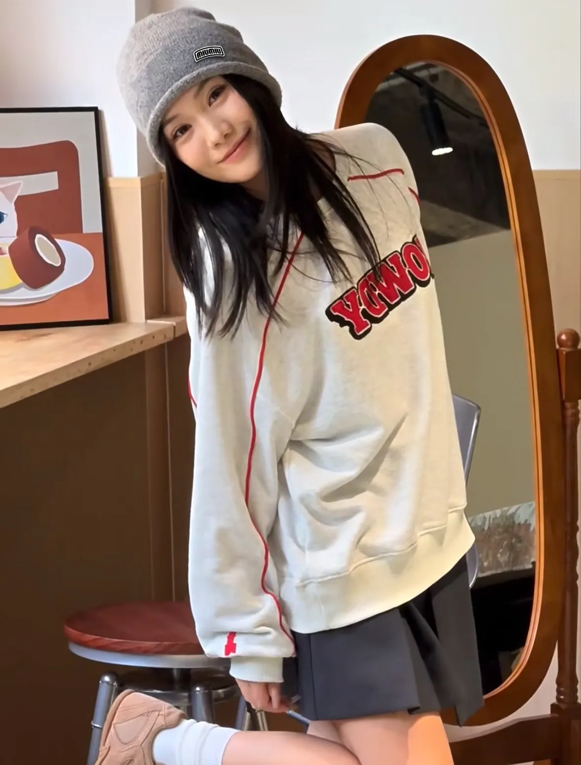 miumiu wool pile hat