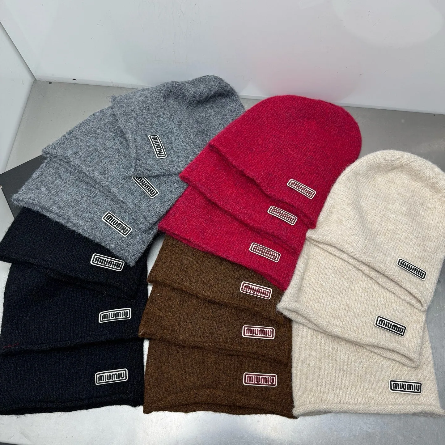 miumiu wool pile hat