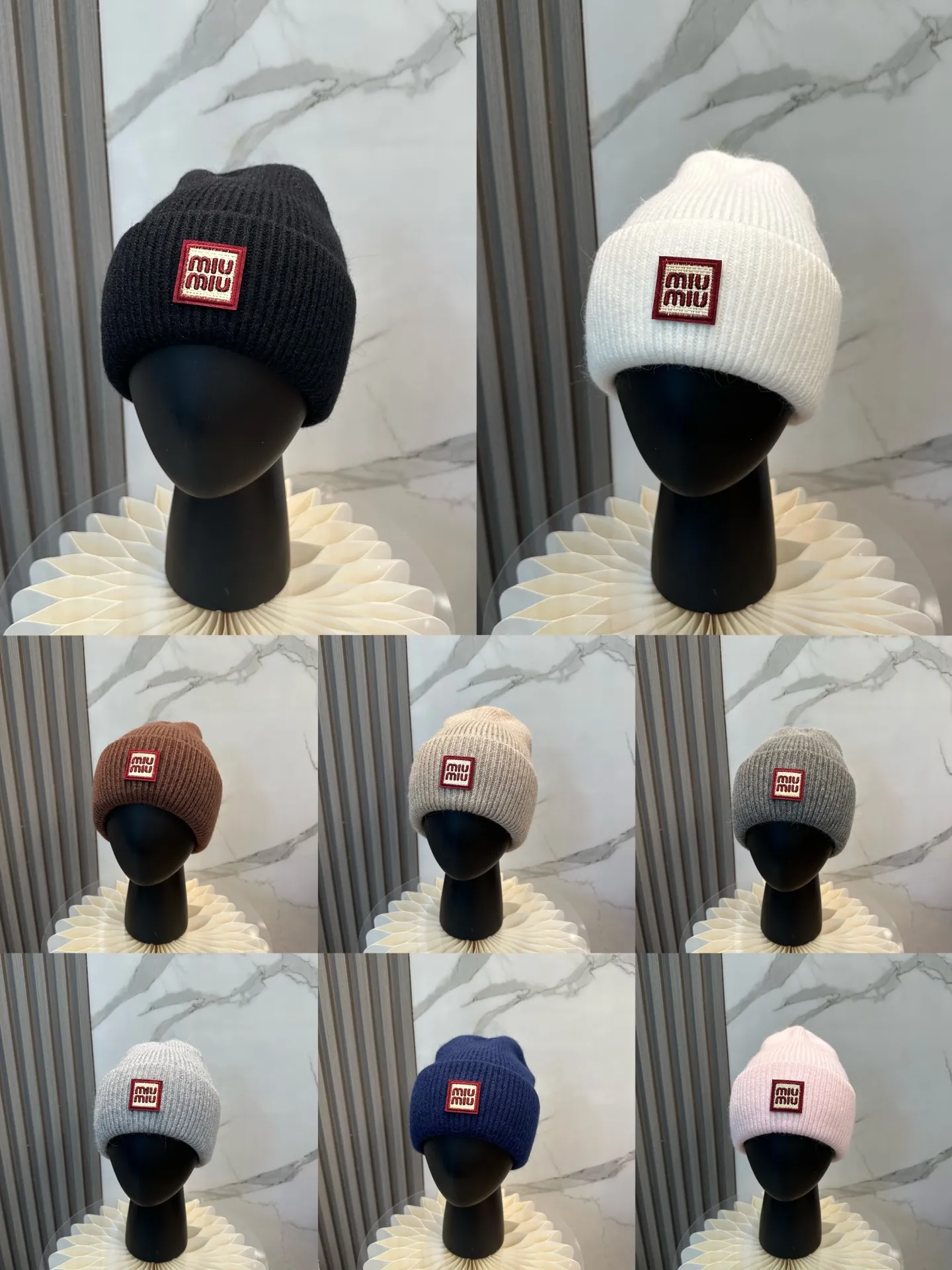 P50 miumiu Miu Miu counter's popular embroidered logo knitted hat! Xiaohongshu’s new product is released, it’s so 🉑️, high-elastic fabric, classic color