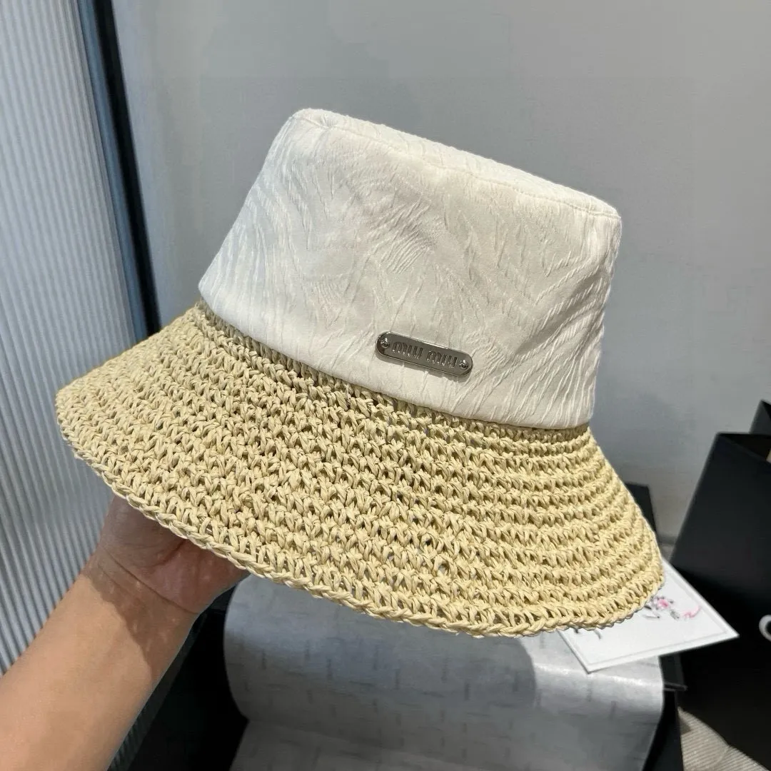 💰120¥ miumiu new fisherman hat, woven and spliced ​​gold fabric, head circumference 57cm