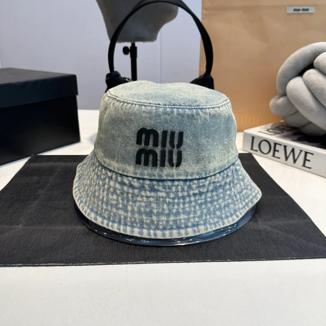 P60 miumiu high-end denim fisherman hat, original quality, head circumference 57cm