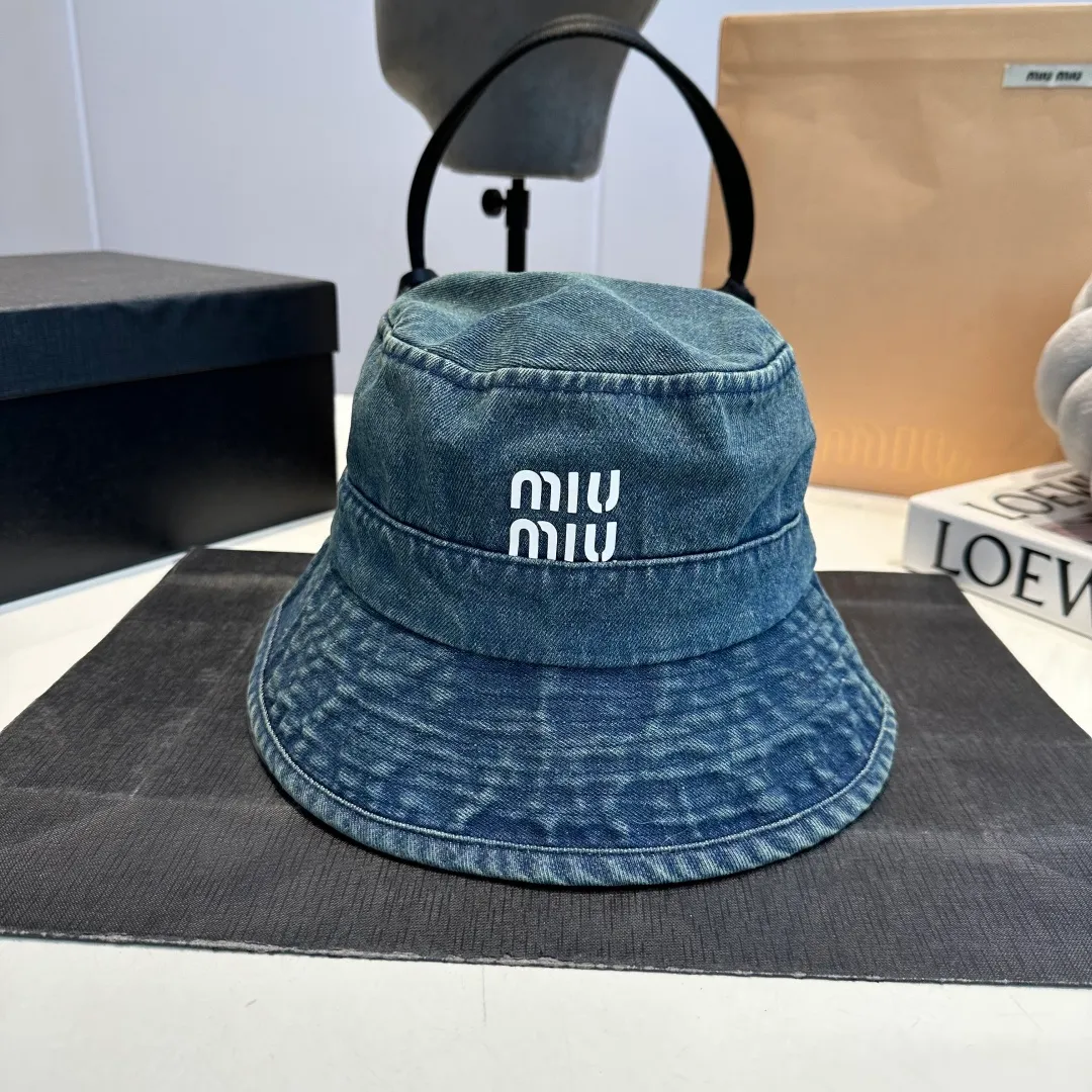 P60 miumiu high-end denim fisherman hat, original quality, head circumference 57cm