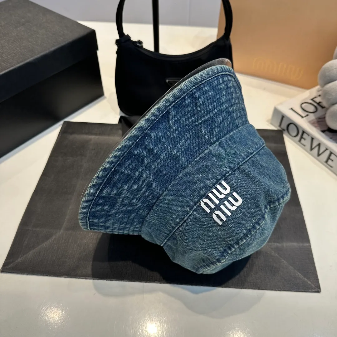P60 miumiu high-end denim fisherman hat, original quality, head circumference 57cm