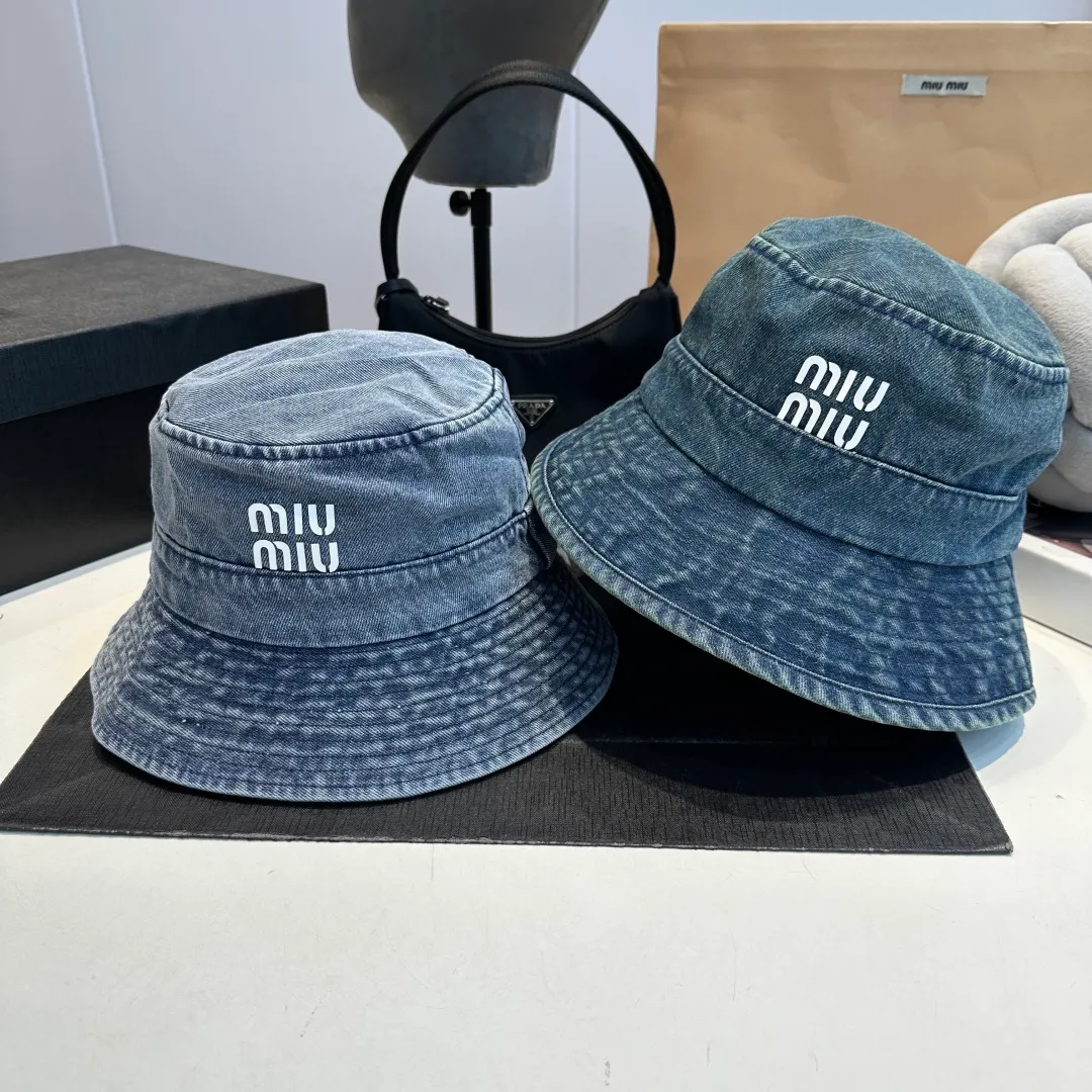 P60 miumiu high-end denim fisherman hat, original quality, head circumference 57cm