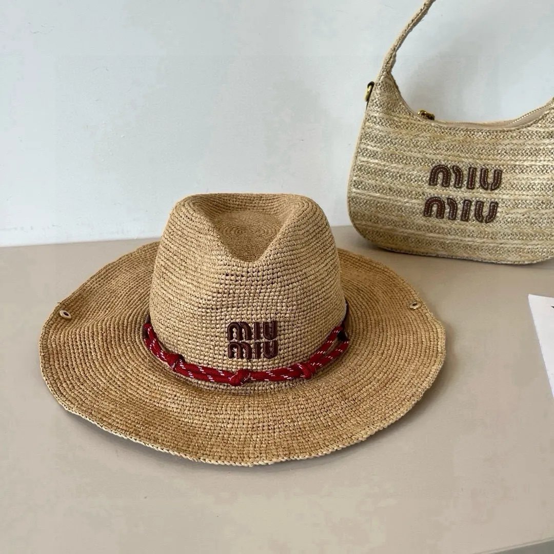 💰270¥ Miumiu official raffia hat, 2025 new sun hat, purely hand-crocheted, made with heavy work, head circumference 57cm, buy it and cherish it, the output is small