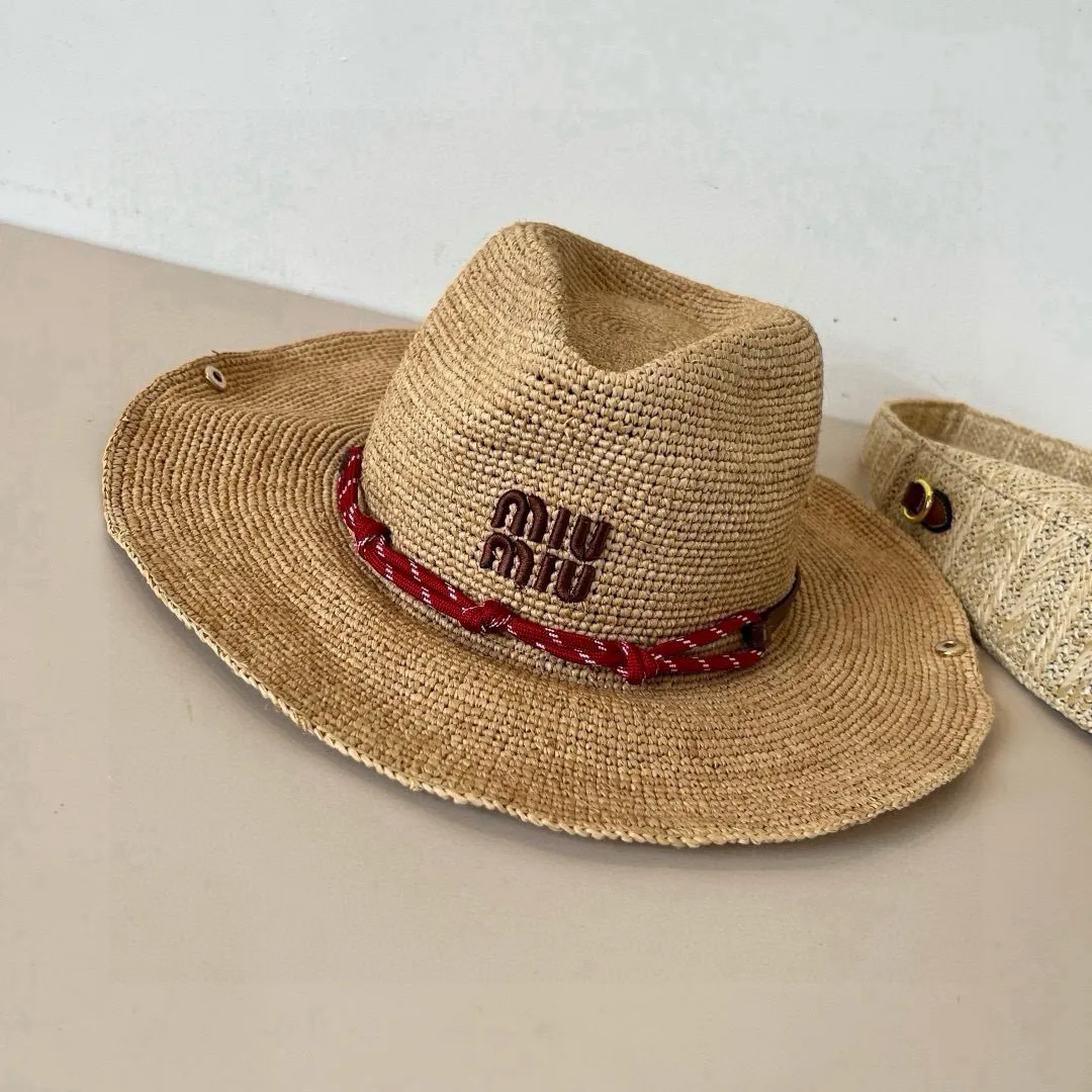 💰270¥ Miumiu official raffia hat, 2025 new sun hat, purely hand-crocheted, made with heavy work, head circumference 57cm, buy it and cherish it, the output is small