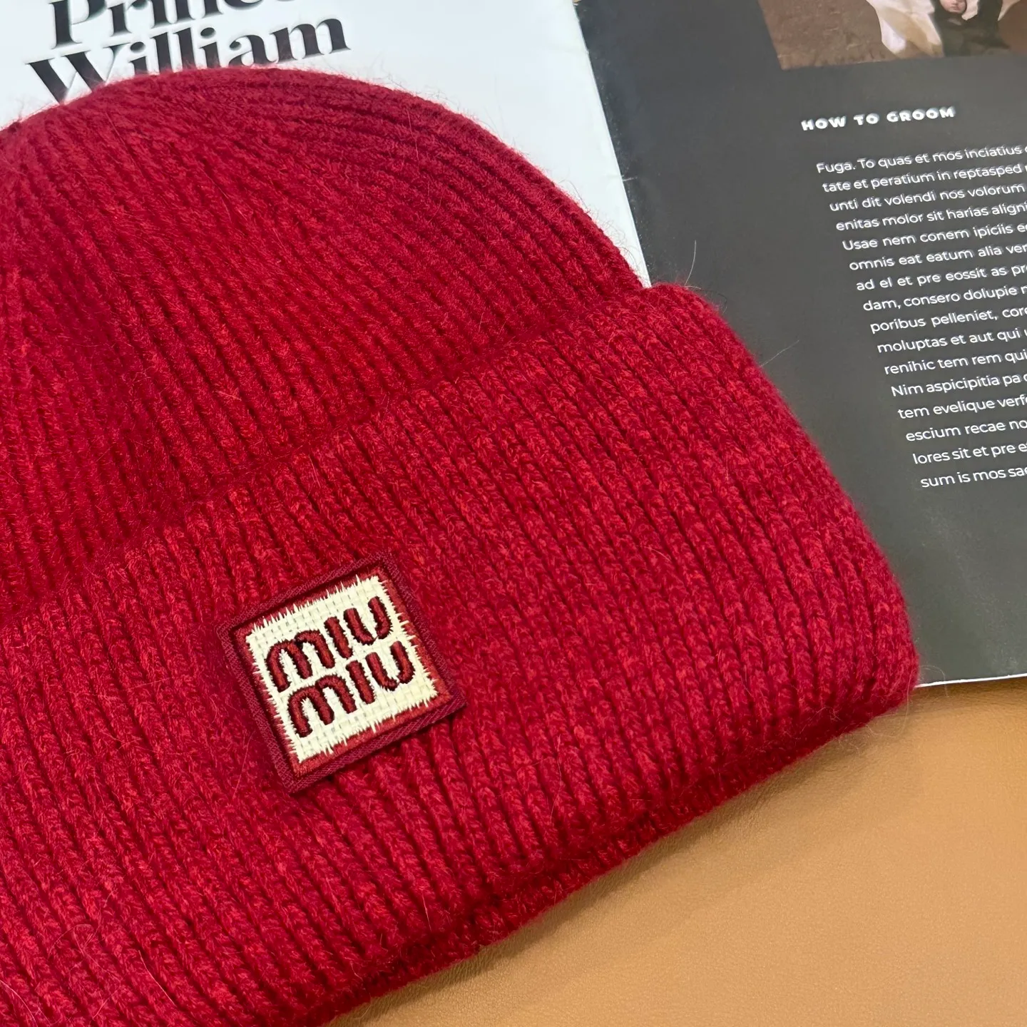 P50 miumiu Miu Miu counter's popular embroidered logo knitted hat! Xiaohongshu’s new product is released, it’s so 🉑️, high-elastic fabric, classic color