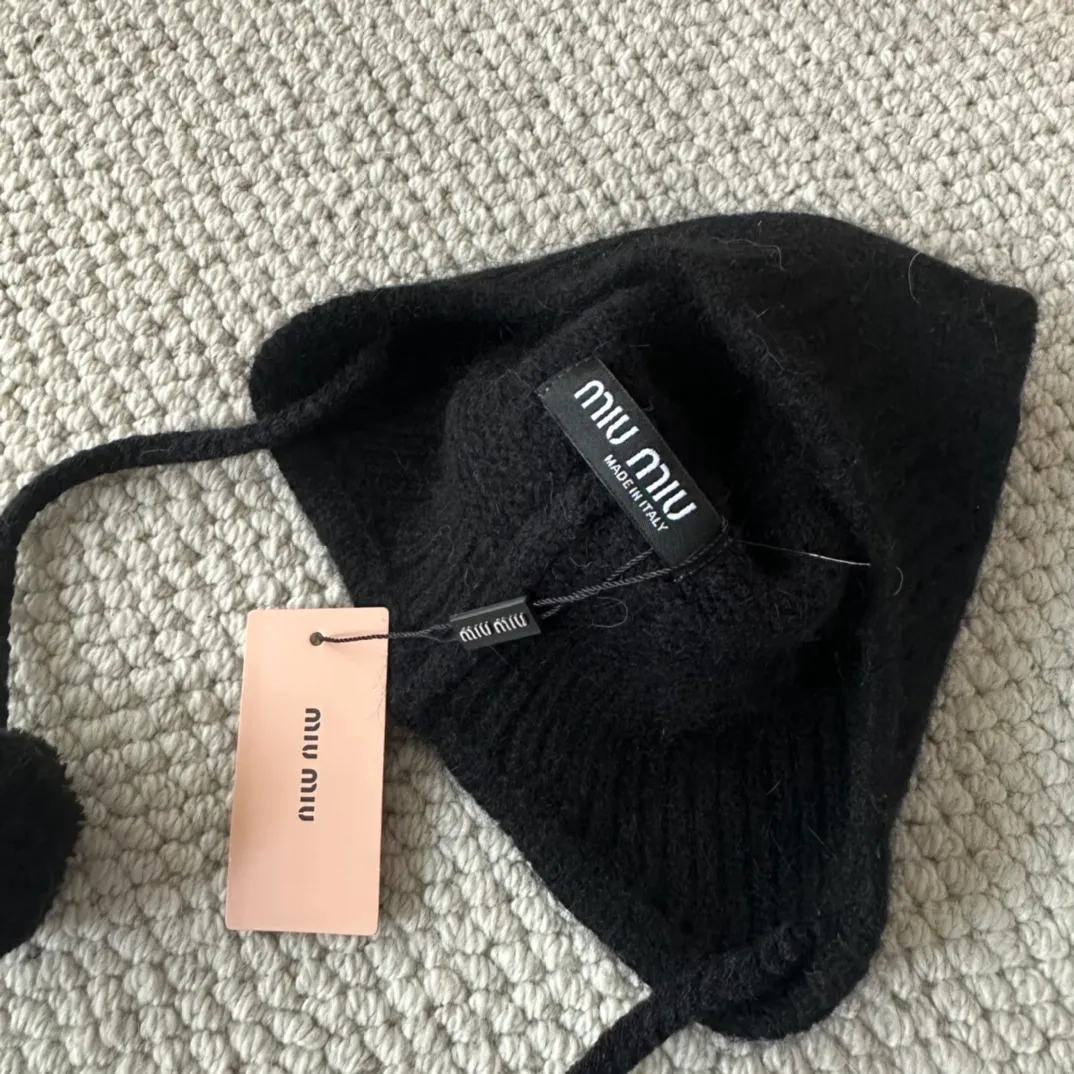 💰100 miumiu new autumn and winter knitted beanie This is so cute! The earmuffs are such a beauty! Soft and waxy