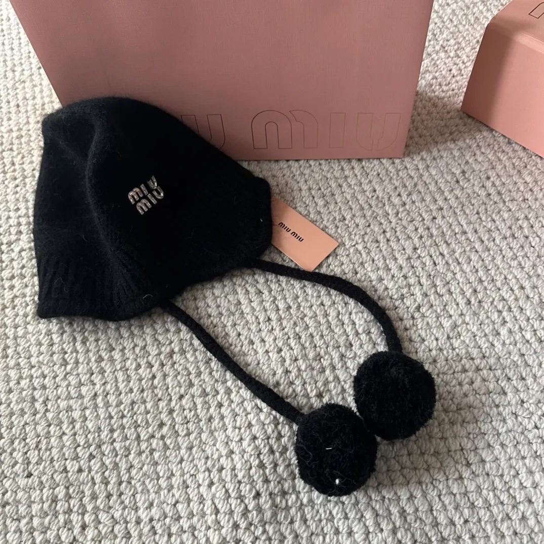💰100 miumiu new autumn and winter knitted beanie This is so cute! The earmuffs are such a beauty! Soft and waxy