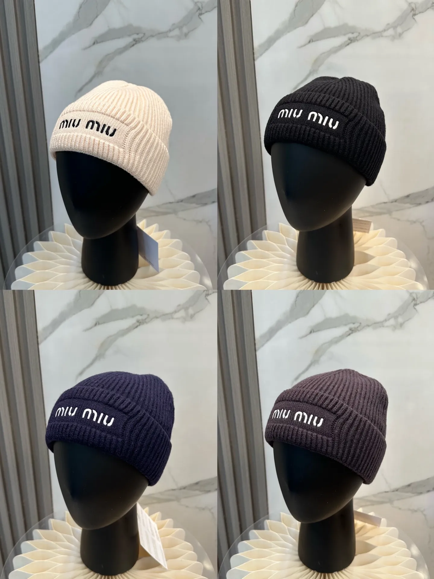 P66 miumiu Miu Miu counter's popular embroidered logo knitted hat! Xiaohongshu’s new product is released, it’s so 🉑️, high-elastic fabric, classic color