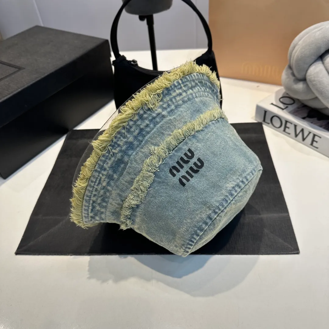 P70 miumiu high-end denim fisherman hat, original quality, head circumference 57cm