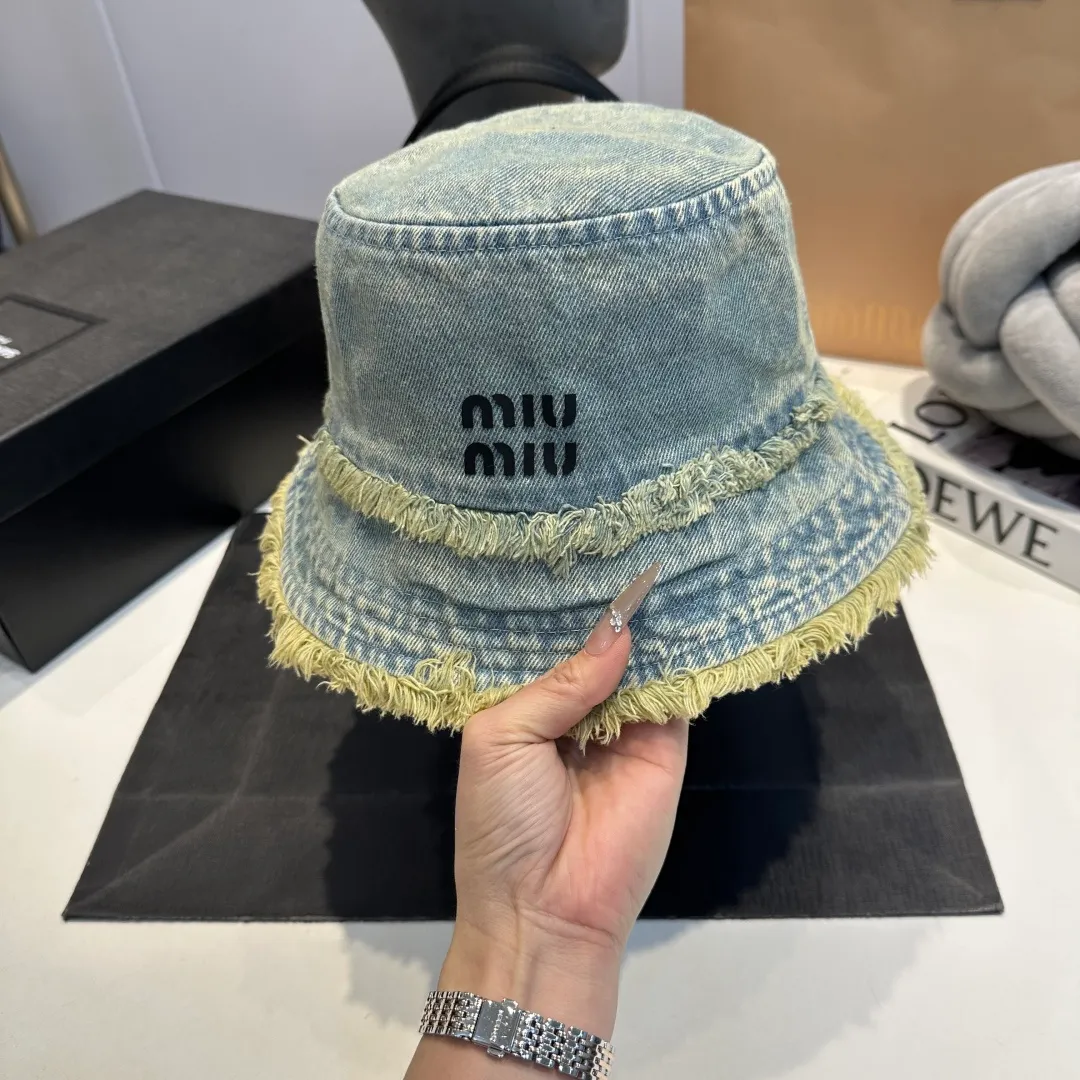 P70 miumiu high-end denim fisherman hat, original quality, head circumference 57cm