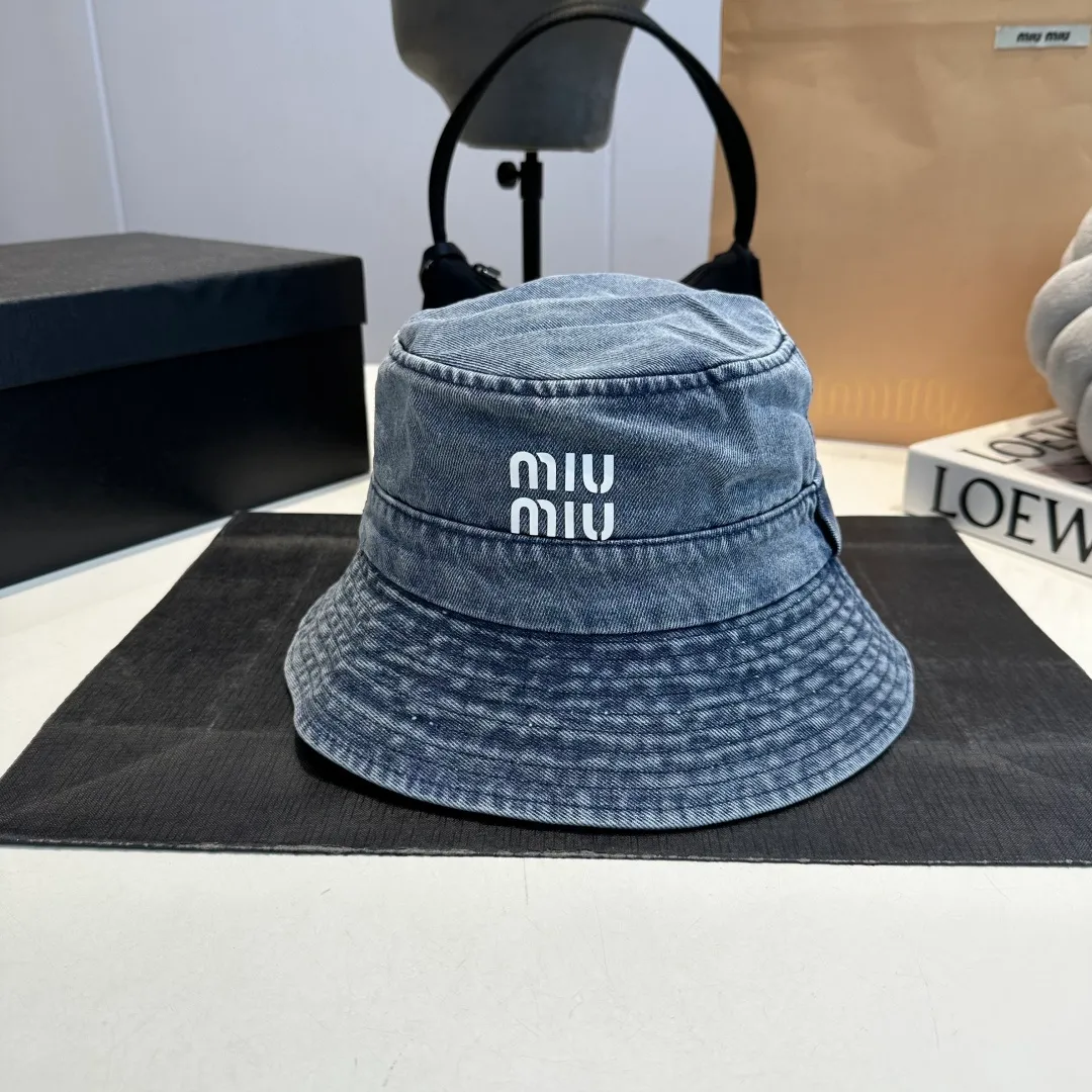 P60 miumiu high-end denim fisherman hat, original quality, head circumference 57cm