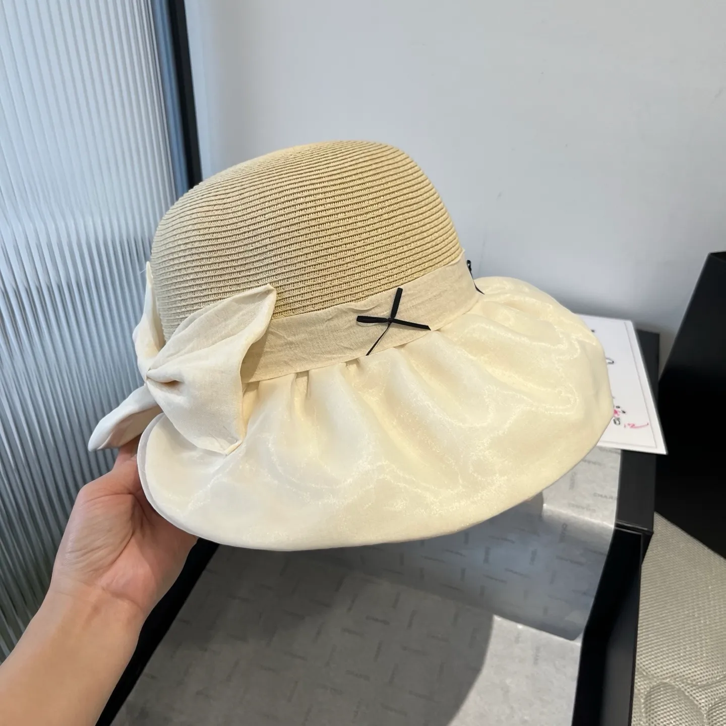 💰120¥ miumiu new lantern hat, sunshade straw hat, anti-UV brim, head circumference 57cm