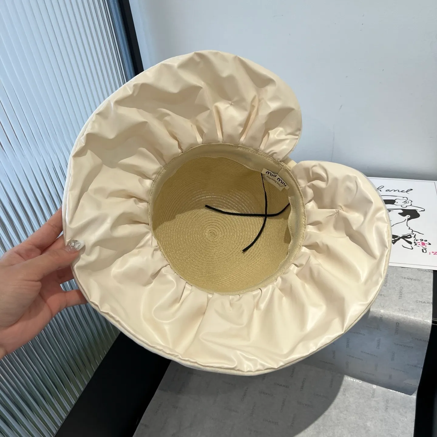 💰120¥ miumiu new lantern hat, sunshade straw hat, anti-UV brim, head circumference 57cm