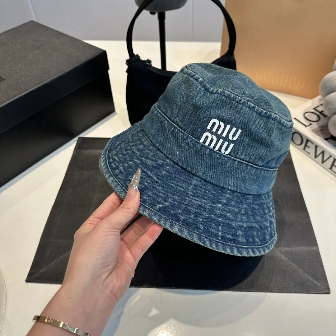 P60 miumiu high-end denim fisherman hat, original quality, head circumference 57cm