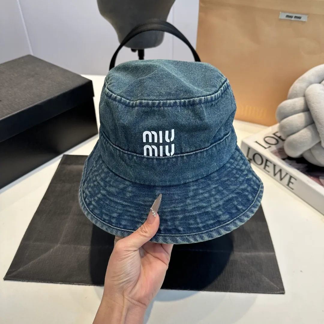 P60 miumiu high-end denim fisherman hat, original quality, head circumference 57cm