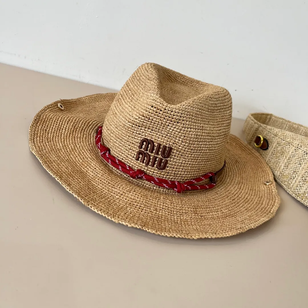 💰270¥ Miumiu official raffia hat, 2025 new sun hat, purely hand-crocheted, made with heavy work, head circumference 57cm, buy it and cherish it, the output is small