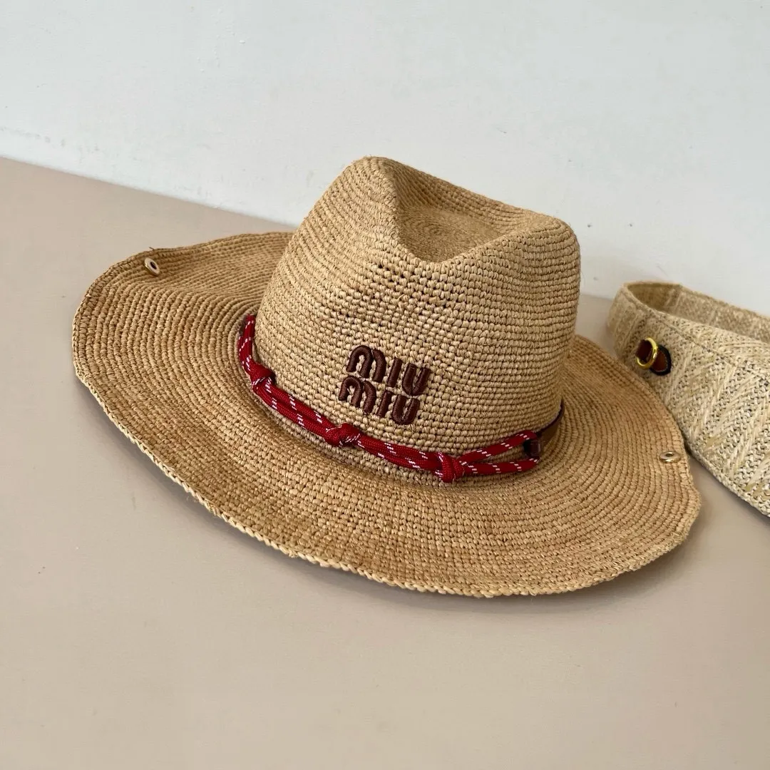 💰270¥ Miumiu official raffia hat, 2025 new sun hat, purely hand-crocheted, made with heavy work, head circumference 57cm, buy it and cherish it, the output is small