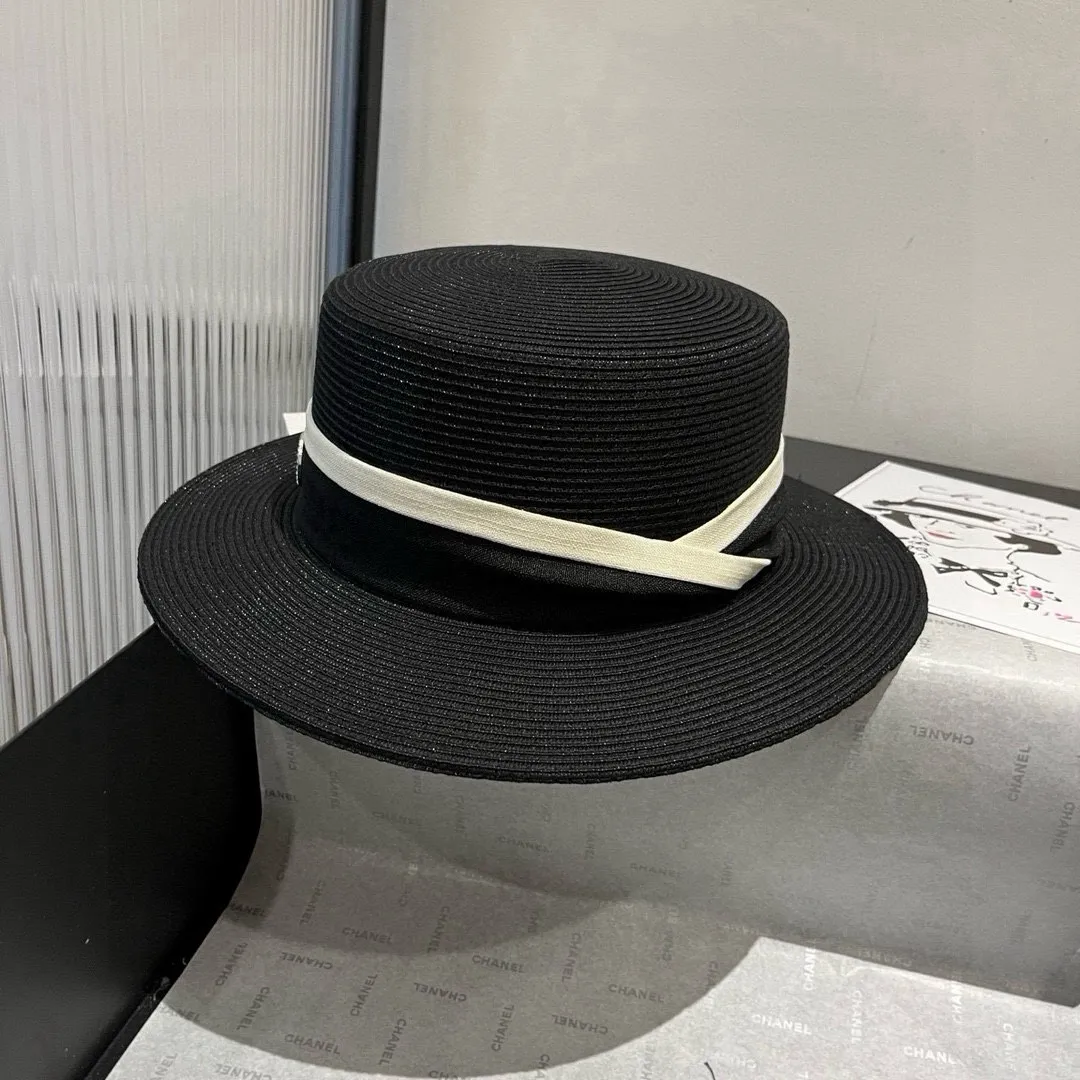 💰160¥ miumiu new flat top hat, PP straw material, head circumference 57cm