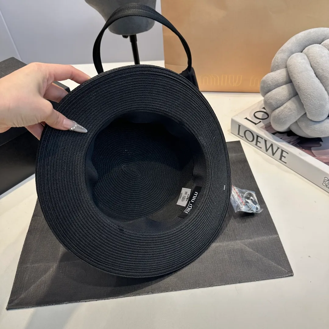 P90 miumiu straw hat, lady style round hat, high-end customization, head circumference 57cm
