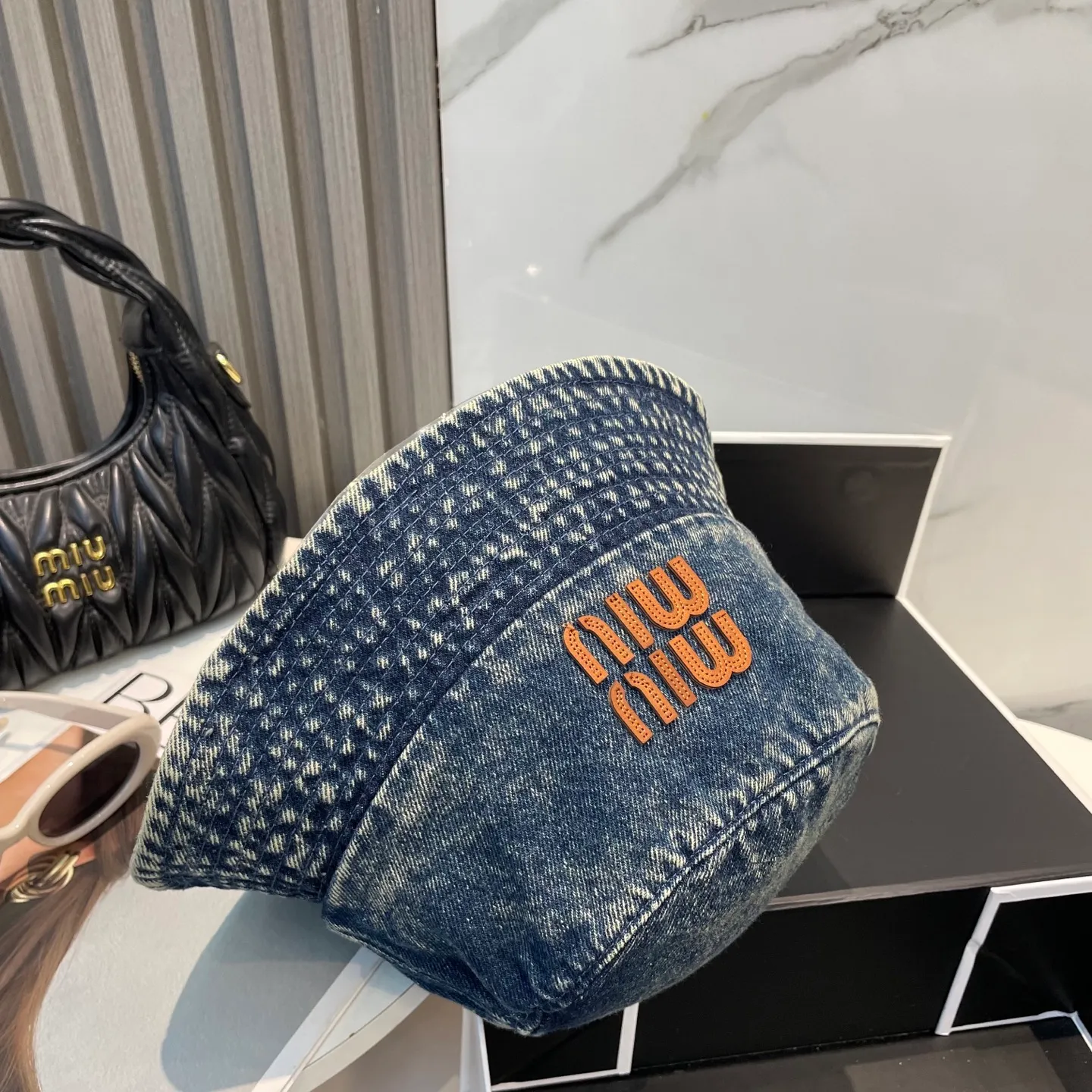 P66 💛 Comes with dust bag miumiu 2025 new washed soft denim men’s and women’s fisherman hat 🌈 Simple folding sunshade ~ a very textured one