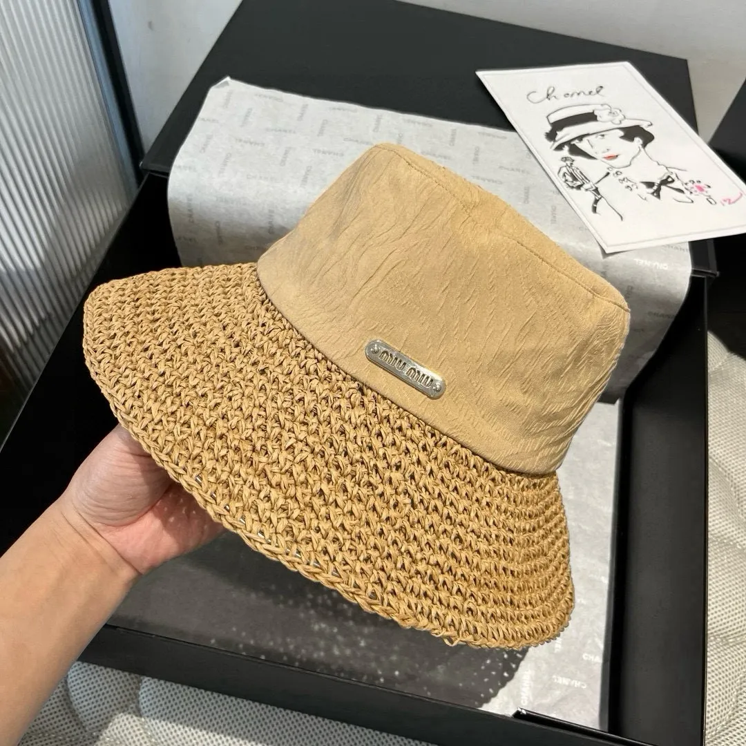 💰120¥ miumiu new fisherman hat, woven and spliced ​​gold fabric, head circumference 57cm