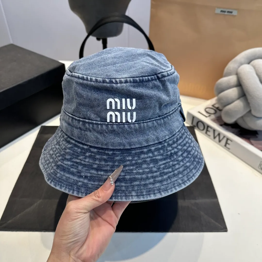P60 miumiu high-end denim fisherman hat, original quality, head circumference 57cm