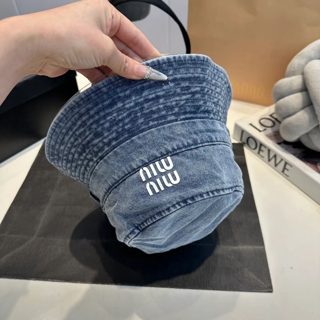 P60 miumiu high-end denim fisherman hat, original quality, head circumference 57cm