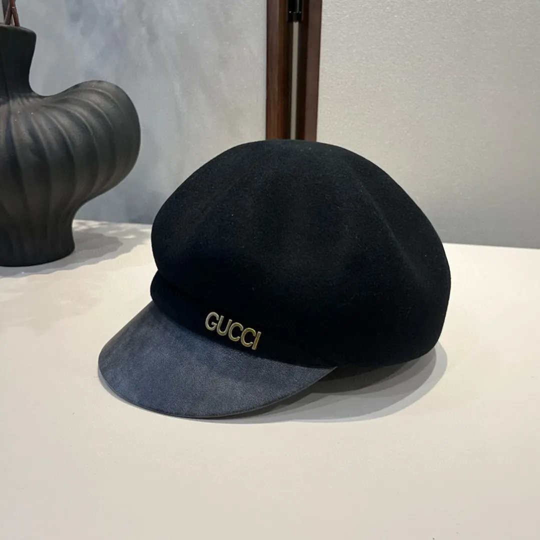 🉐240¥ Gucci new autumn and winter wool duck tongue military cap, 100% wool fabric, head circumference 57cm