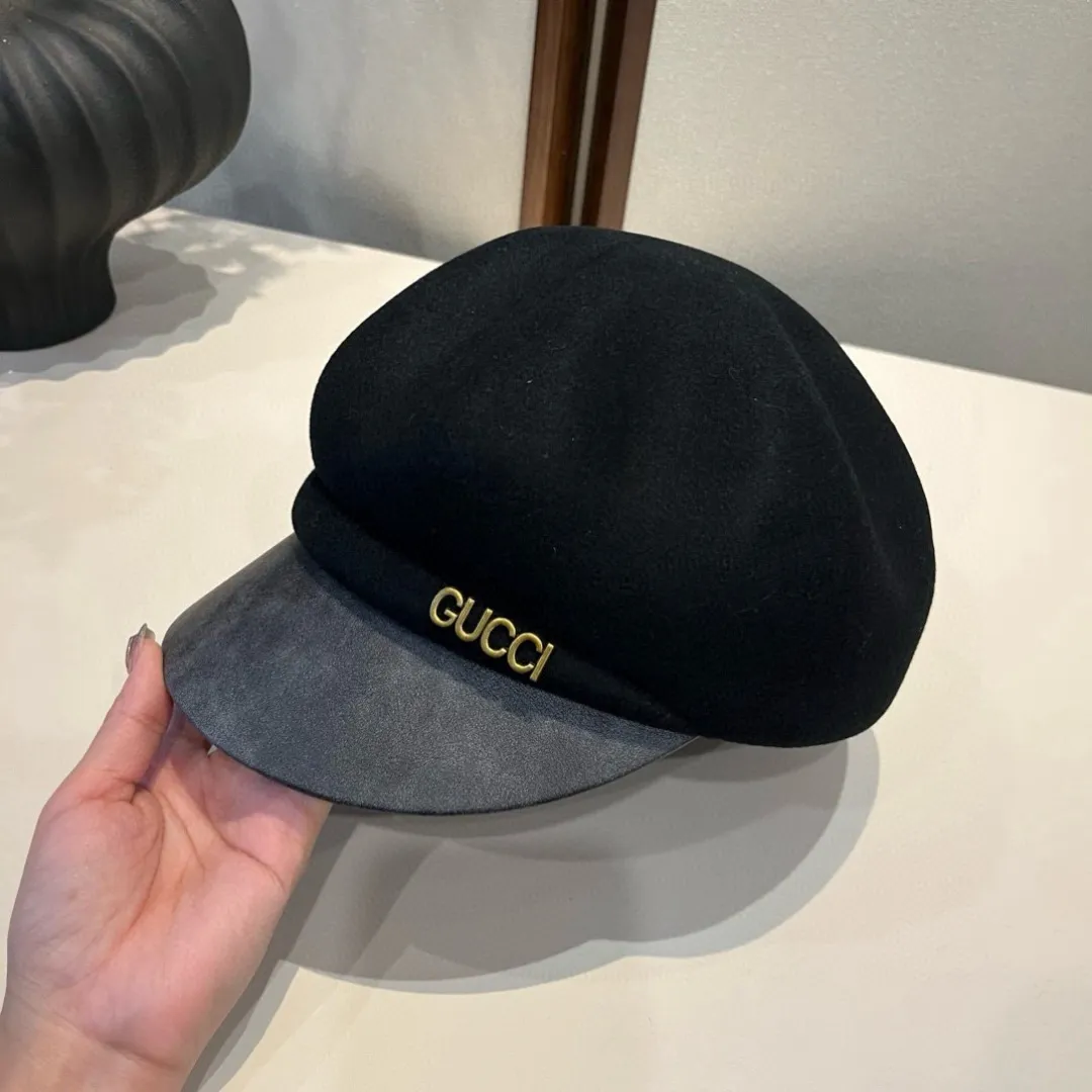 🉐240¥ Gucci new autumn and winter wool duck tongue military cap, 100% wool fabric, head circumference 57cm
