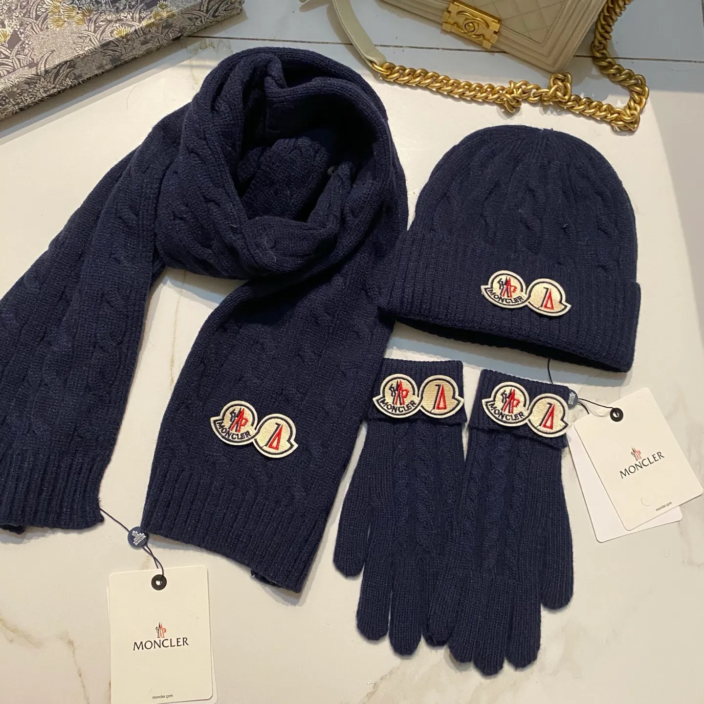 Moncler Mouth Covered Cashmere Three Piece Set