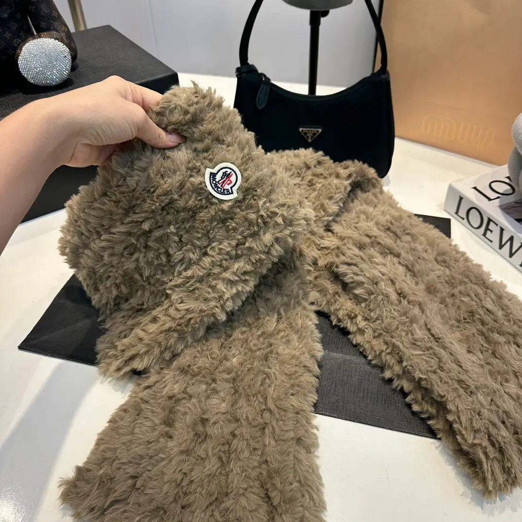 P160 Moncler muzzle hat, gloves, scarf, Angora rabbit fur knitted hat