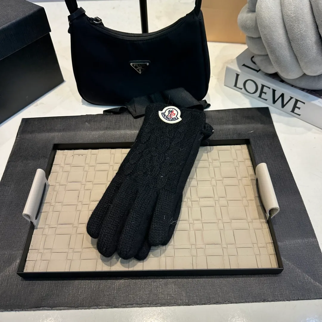 P60 Moncler Twist Wool Gloves Women's Winter Thickened Touch Screen Cycling Bike Protection from Cold and Warmth