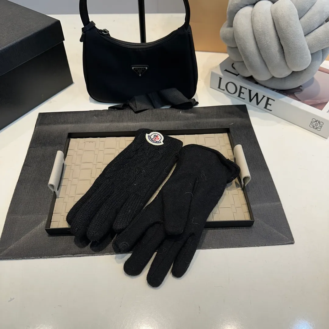 P60 Moncler Twist Wool Gloves Women's Winter Thickened Touch Screen Cycling Bike Protection from Cold and Warmth