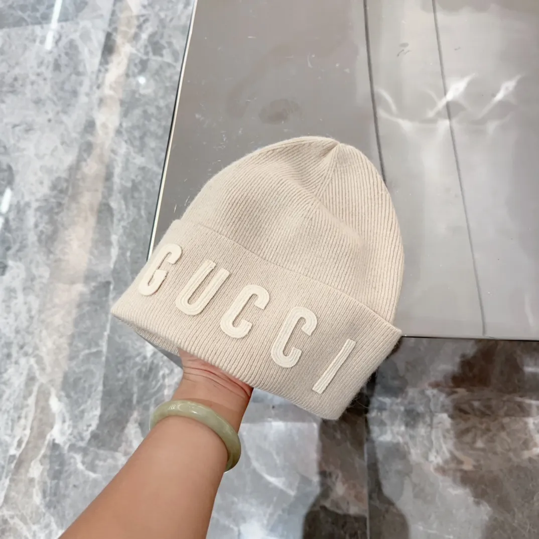 p90 GUCCI 2024 autumn and winter new embroidered woolen hat, knitted hat for men and women, 100% wool🦙