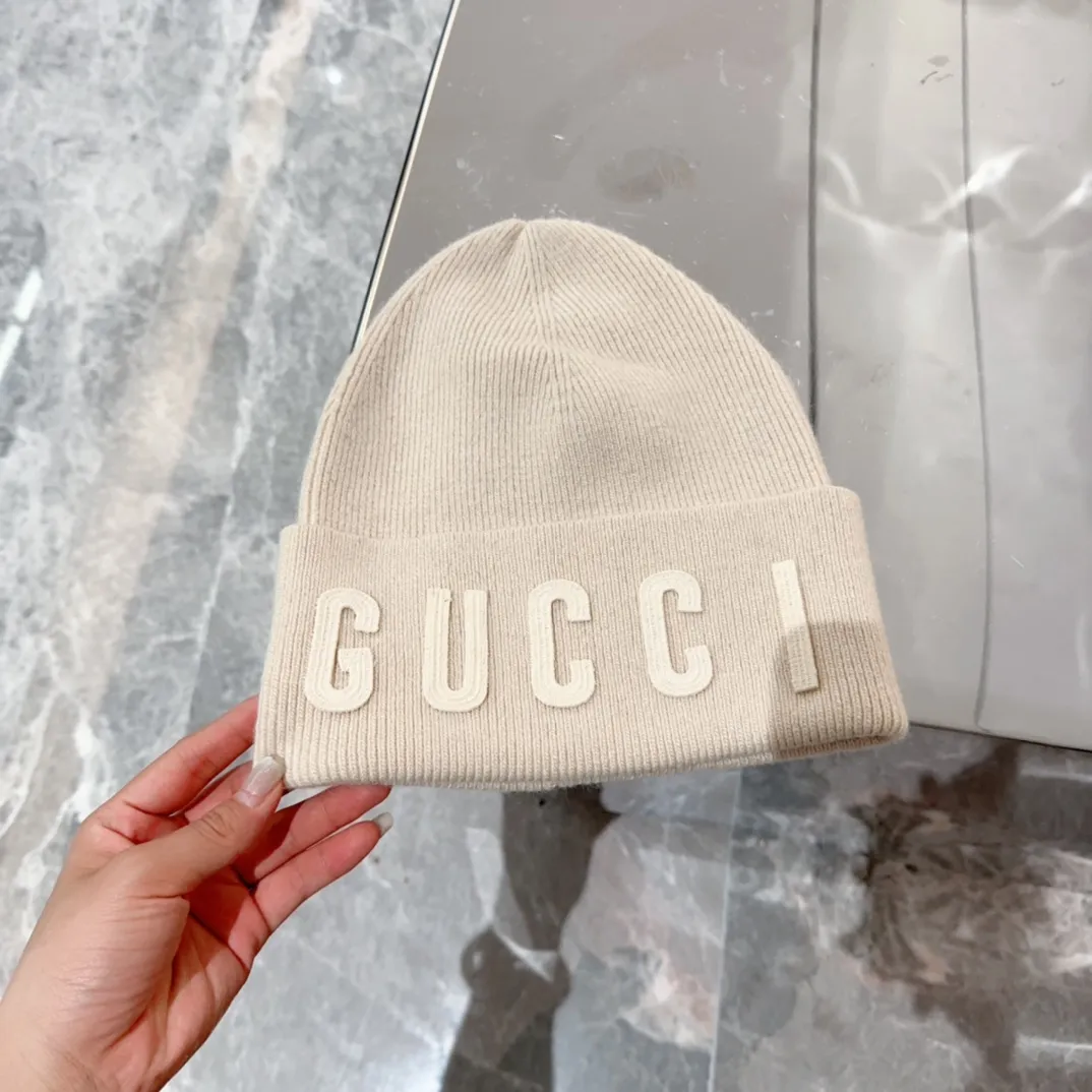 p90 GUCCI 2024 autumn and winter new embroidered woolen hat, knitted hat for men and women, 100% wool🦙