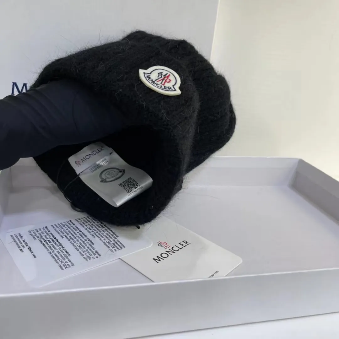 MONCLER rabbit hair twist knitted hat