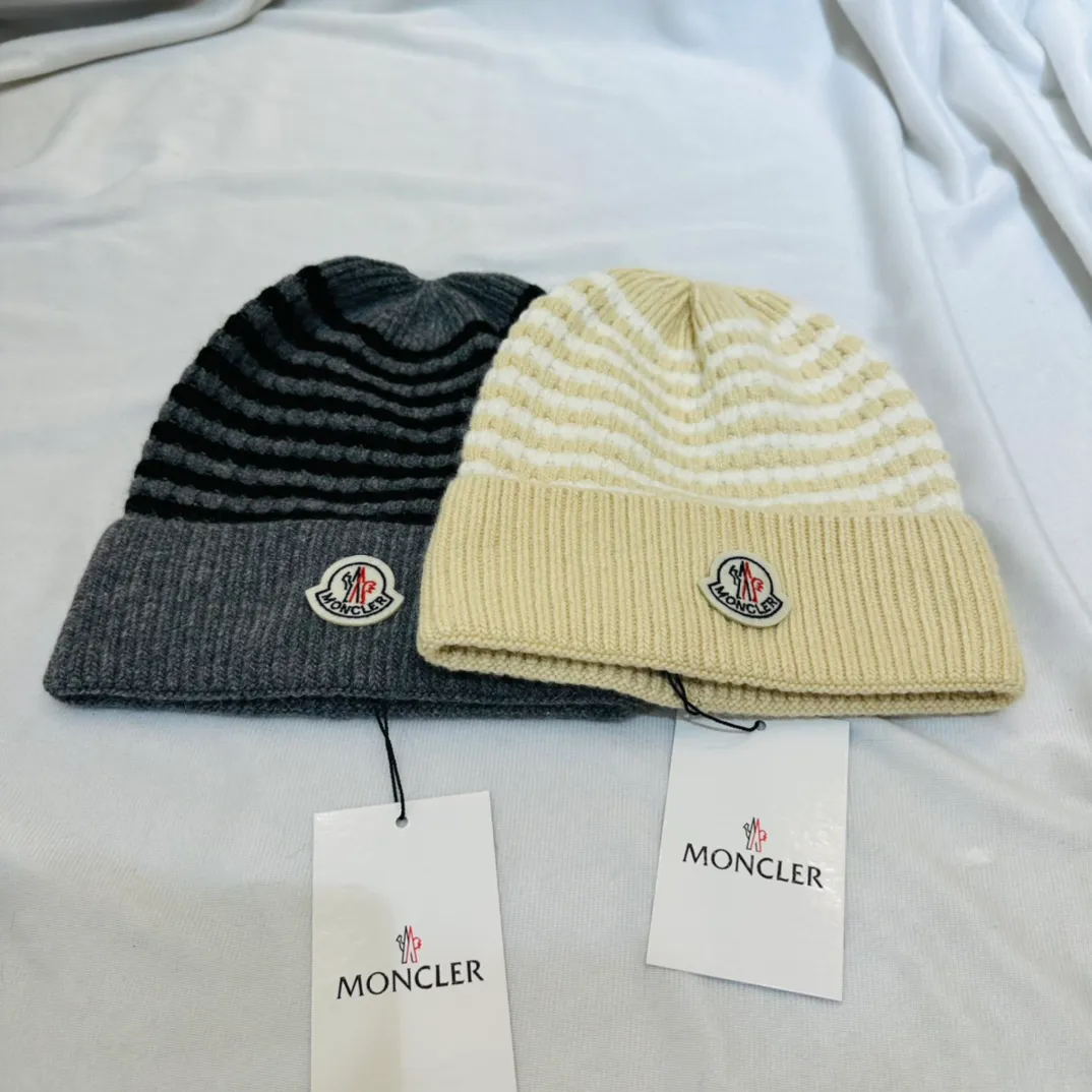🉐90💛 Comes with dust bag [MONCLER Mouth Mouth] 2023 new autumn and winter wool knitted beanie of the same style as the big brand, complete with tags ~ perfect for going out on the street!