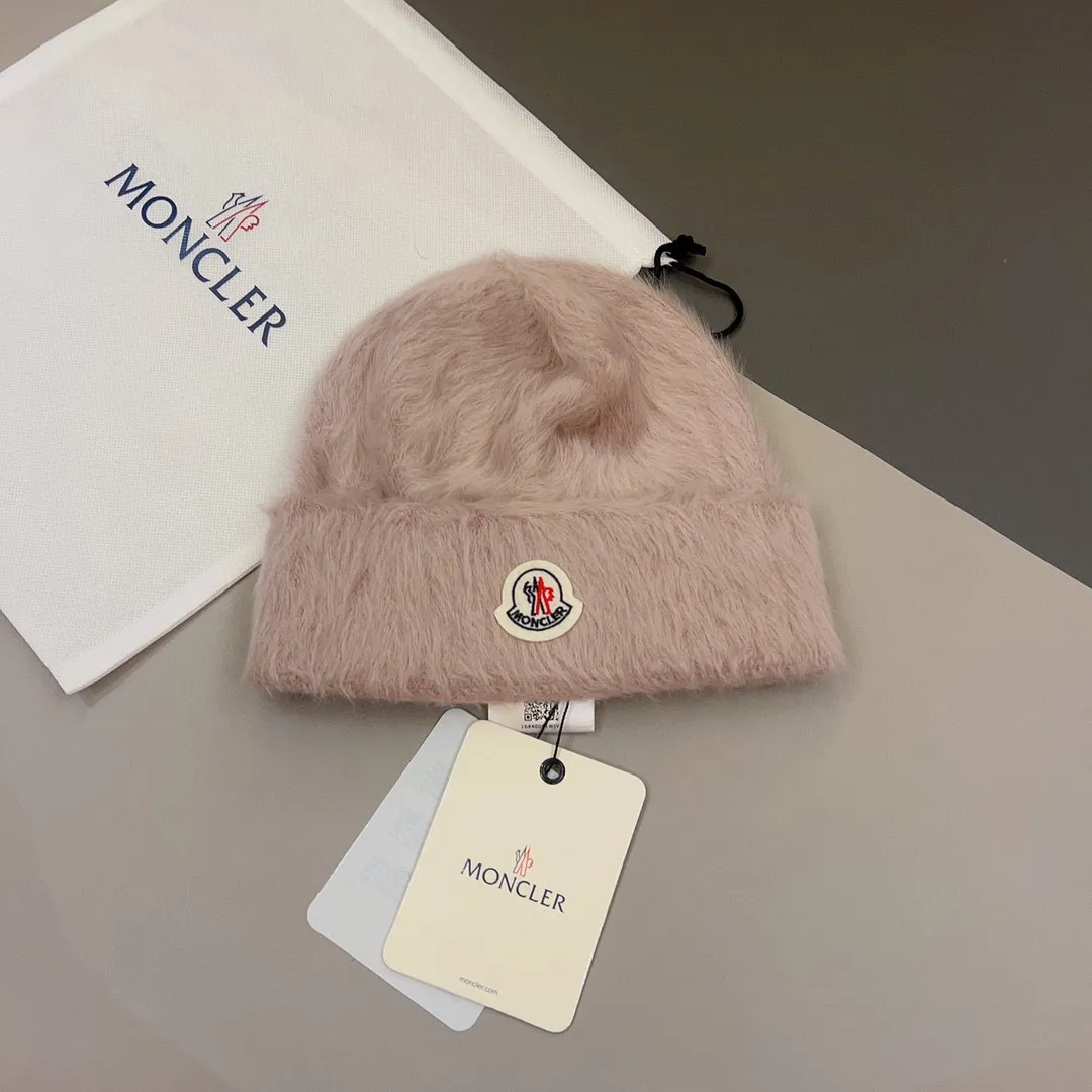 p60 Moncler✔️Autumn and winter rabbit fur knitted hat, candy-colored mink velvet cold hat🧶