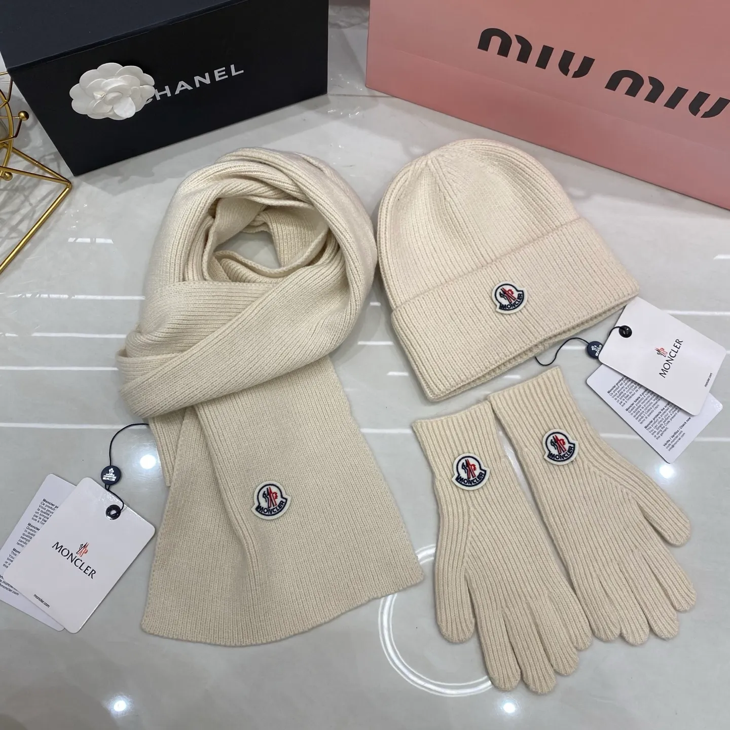Moncler three-piece set cashmere knitted hat+scarf🧣+gloves🧤